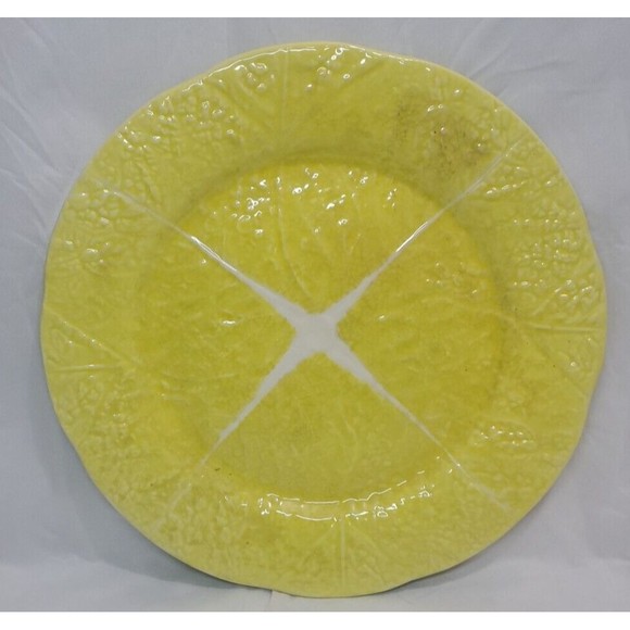 Vintage Majolica Secla Yellow Cabbage Leaf Platter Chop Plate 13" As Pictured - Picture 1 of 10
